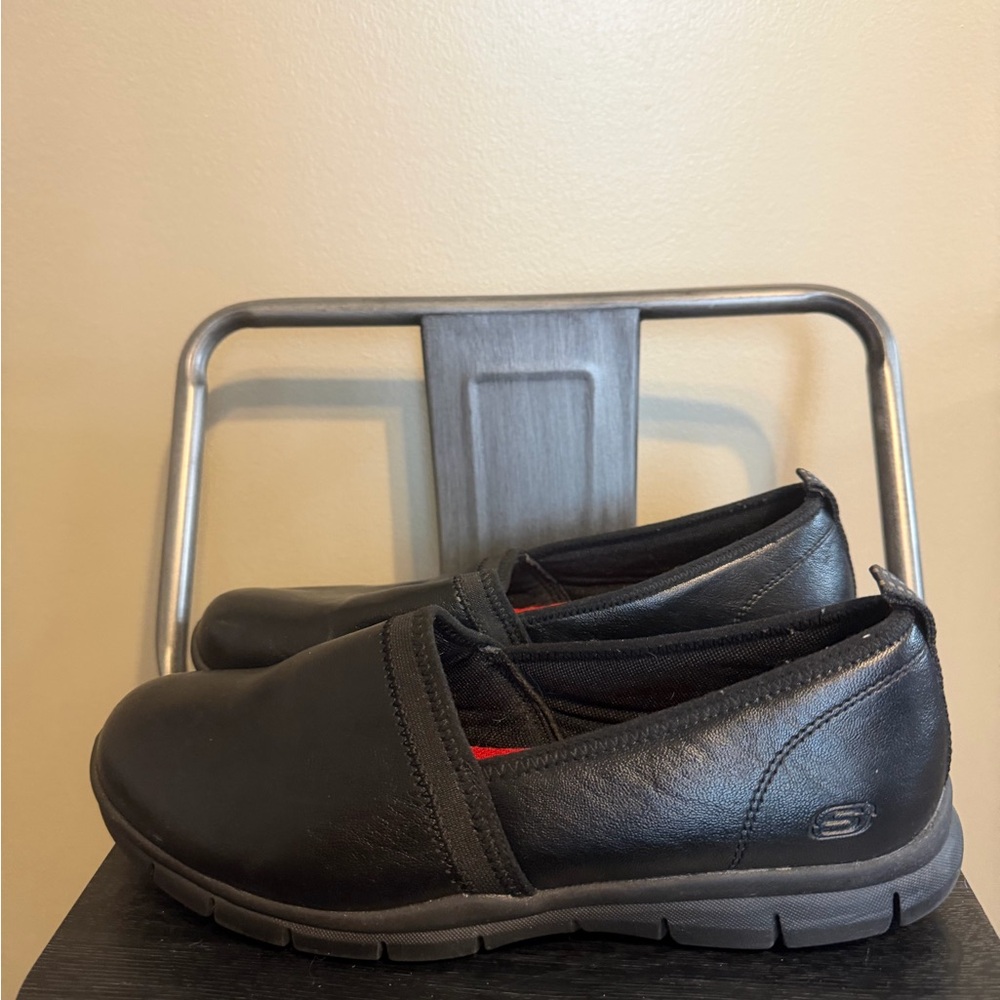 Skechers Work Black Slip Resistant Shoes Memory Foam Relaxed Fit - Picture 9 of 16